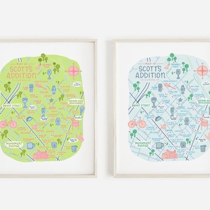 Scott&#39;s Addition Map Print || Richmond, Va Art || Downtown RVA Gift || Richmond Neighborhood Wall Art