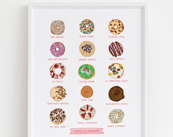 Donuts of Richmond Print || RVA Wall Art || Downtown Richmond, Va Gift