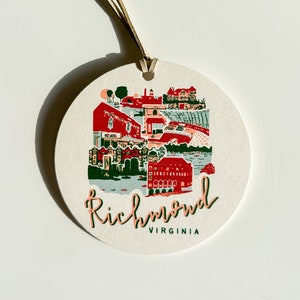 RVA Ornament || Richmond, Va Christmas Ornament || Stocking Stuffer || Light-weight, Paperboard Ornament