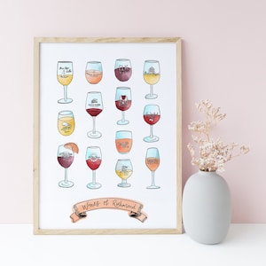 Wines of Richmond Prints || Unique Richmond Va Gift || RVA Wall Decor || Virginia Winery Art