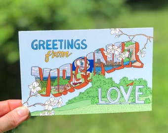 Postal de saludos desde Virginia / Ilustración de primavera (4x6)