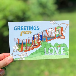 Virginia Postcard || Greetings from Virginia Postcard || 4&quot; x 6&quot; Virginia State Card || Virginia Gift