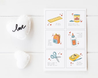 Printable Valentine Cards || School Theme