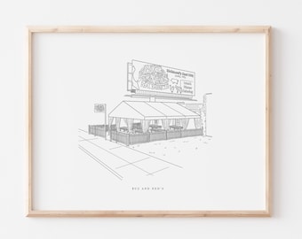 Buz and Ned's Barbecue Print || Richmond, Va Art || RVA Restaurant Black and White Illustration Series
