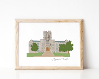 Virginia Tech Print || VT Gift || Hokie Christmas Present || Va College Prints
