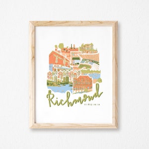 Bright Richmond, Va Collage Print || RVA Skyline Art || Downtown Richmond Christmas Gift
