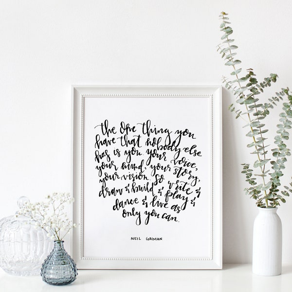 Hand-lettered Neil Gaiman Print