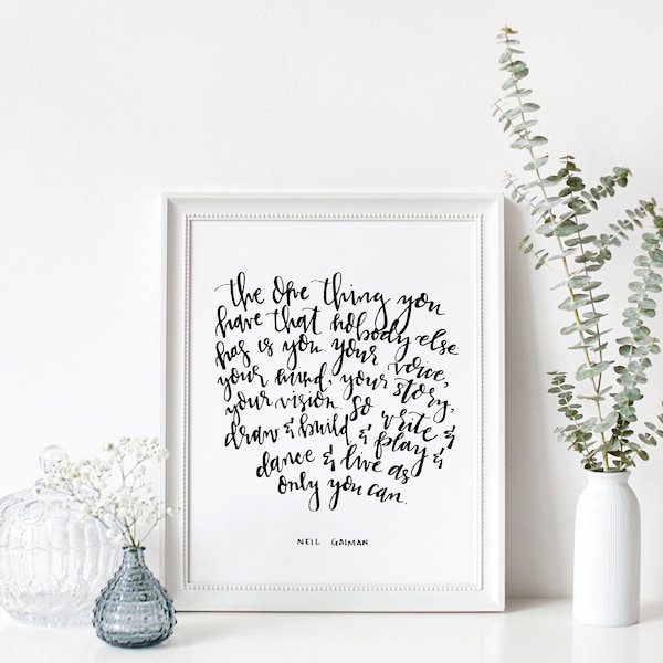 Hand-lettered Neil Gaiman Print (Digital Download)