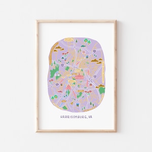 Harrisonburg, Va Map Print || Hburg, Virginia Art || Duke Dog Gift || JMU Grad