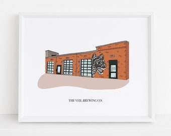 The Veil Brewing Co Print  || Richmond Breweries || RVA Brewery Trail Illustrations || Richmond, Va Collection