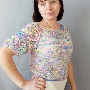 Handmade knit sweater Women&#39;s wool sweater Knit lightweight sheer mohair jumper Hand knitted thin pullover