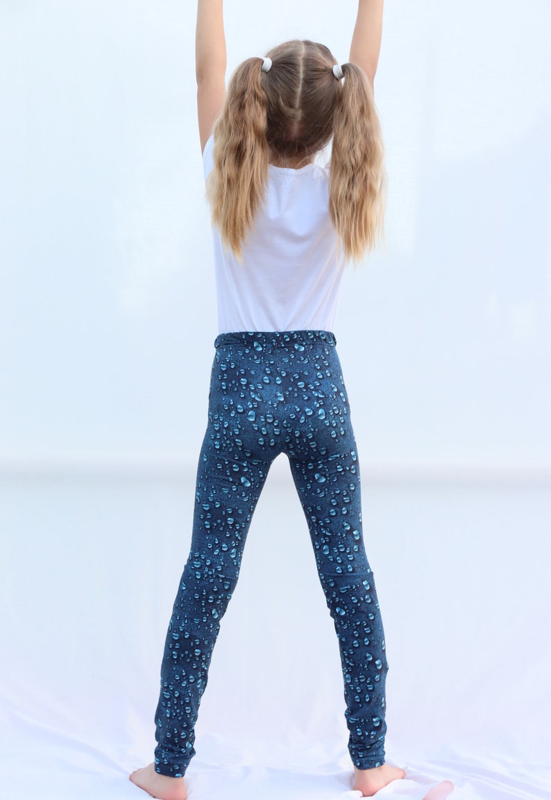 Blaue Leggins für Kleinkind Mädchen Leggins mit 3d Tropfen Etsy