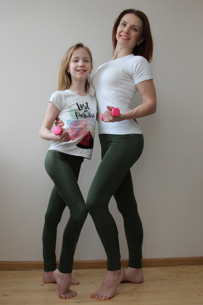 Olive green leggings for baby Leggings cotton high waist Etsy