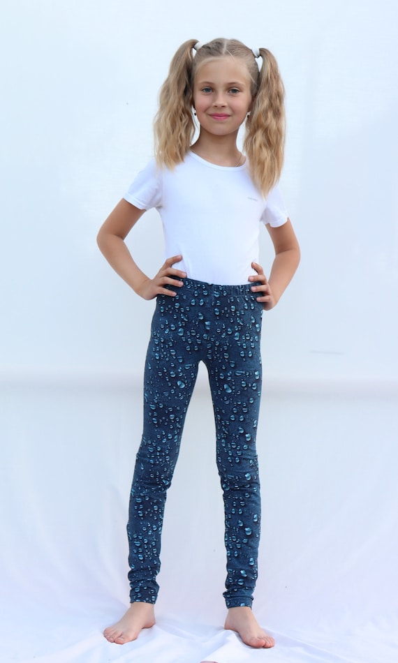 Blaue Leggins für Kleinkind Mädchen Leggins mit 3d Tropfen Etsy