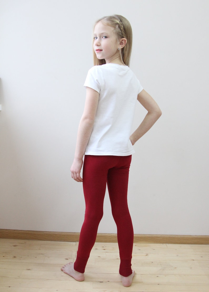 Burgundy leggings Cotton leggings kids Little girl leggings Etsy