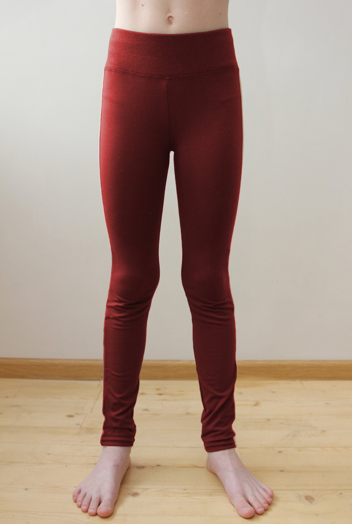 Burgundy leggings for baby Leggings cotton high waist Tights Etsy