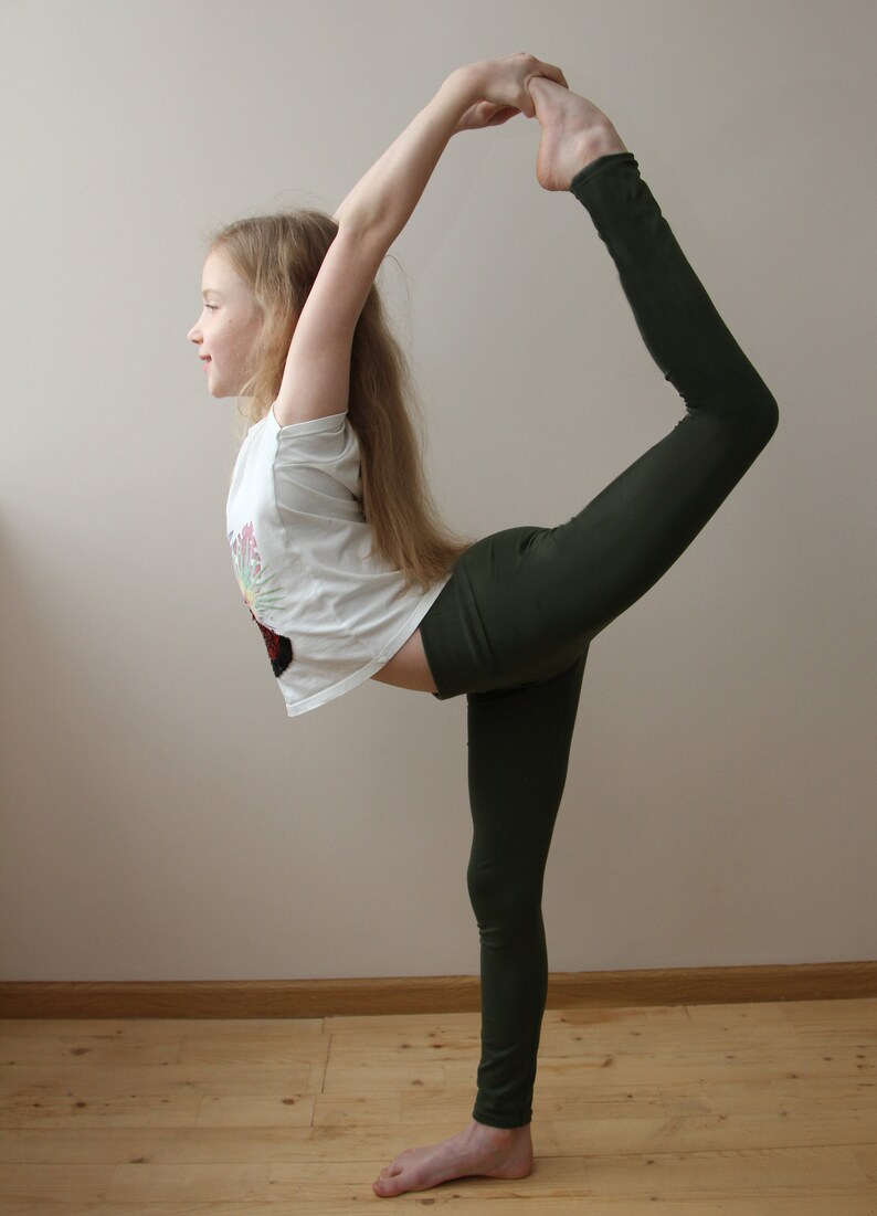 Olive green leggings for baby Leggings cotton high waist Etsy