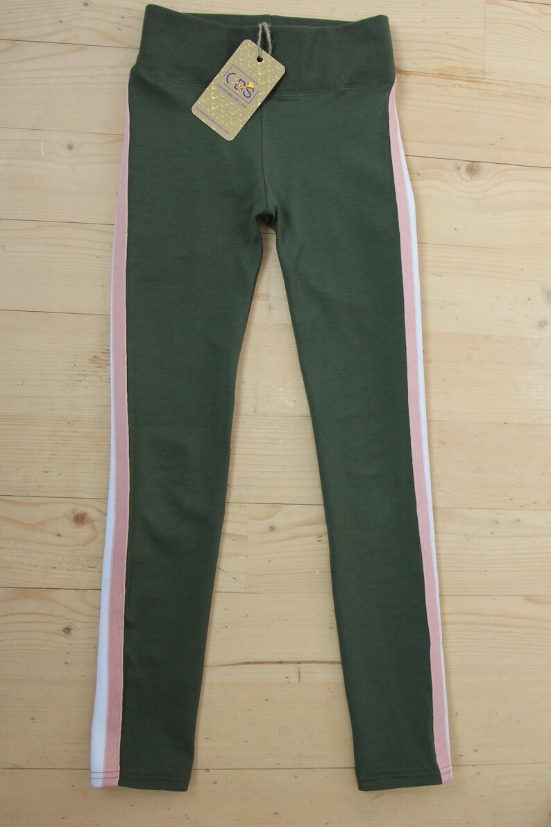 Olive green leggings for baby Side striped pants Leggings Etsy