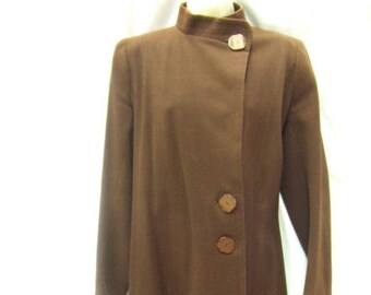 Vintage 1940s Coat ~ Brown ~ Size 10 ~ Genuine ~ Wool