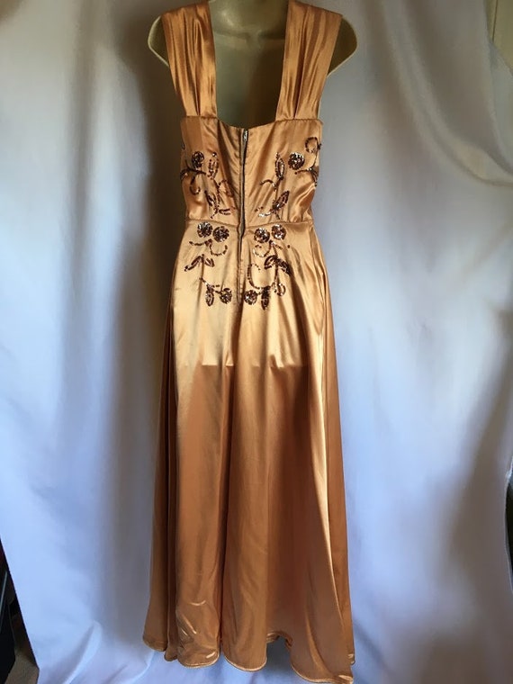 Vintage 1940s dress couture evening gold satin / … - image 7