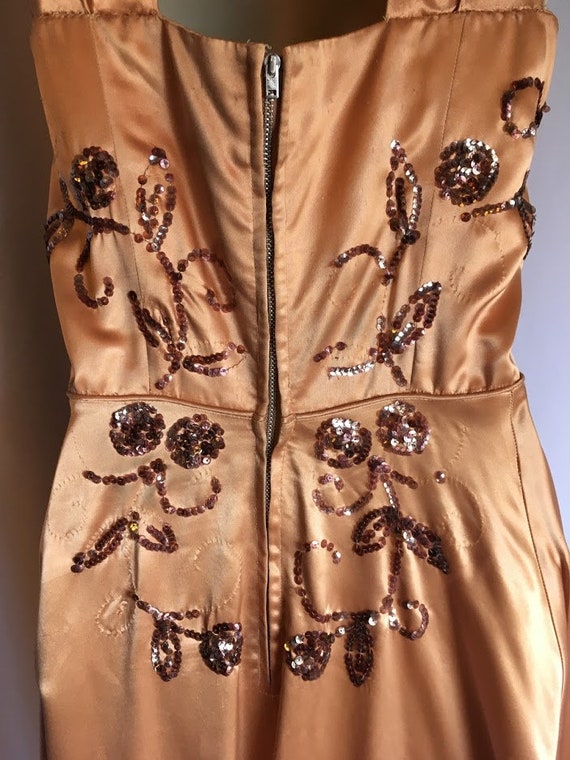 Vintage 1940s dress couture evening gold satin / … - image 8