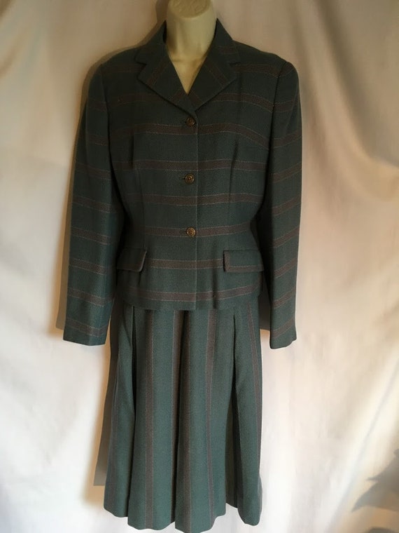 1940s 1950s Vintage Hebe Sports 2 piece suit Blue pin… - Gem