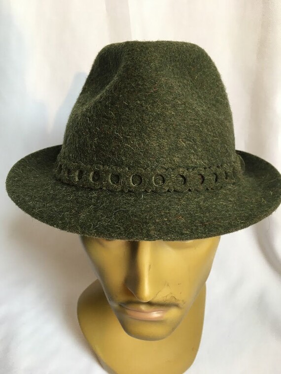 Vintage Green Wool Tyrolean Hat German 