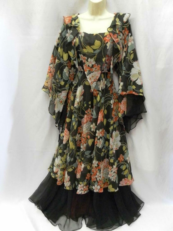 Vintage Jean Varon Designer Maxi Dress 1970s Boho