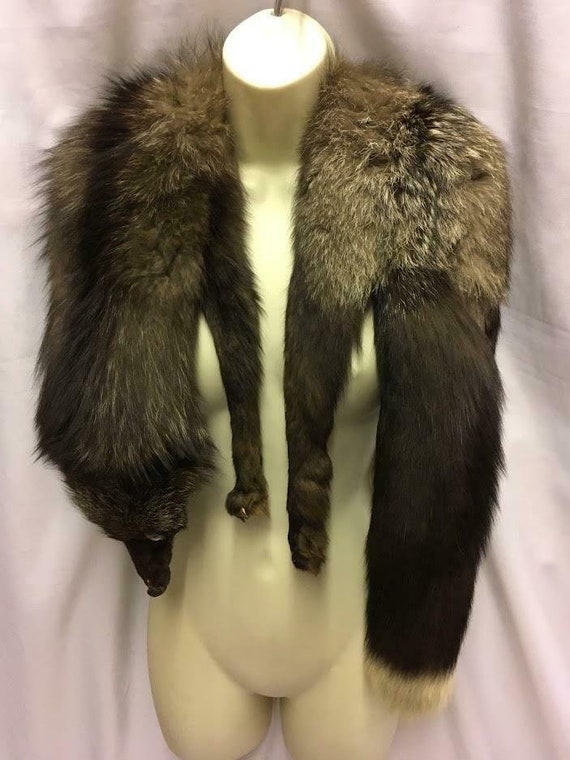 Vintage Silver fox Fur stole / Wrap / Cape 1930s 1