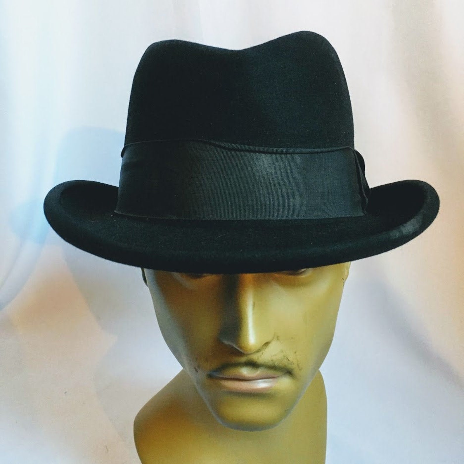 Vintage Dunn and Co Homburg Fedora Hat Black felt wool size 7 | Etsy