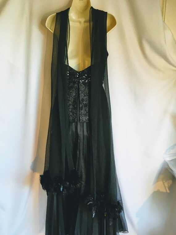 Vintage 1960s 1970s black pleated maxi skirt and … - image 5