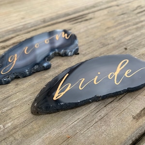 Black Agate Slice Place Cards