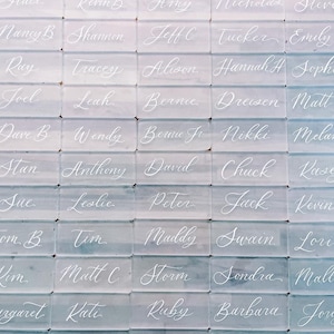 Green Sea Glass Place Cards for Wedding Favors - Recycled Glass for an Environmentally Friendly Event, Green Wedding - Rectangular Shape