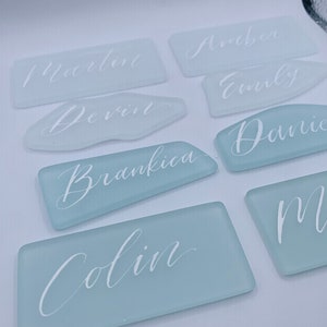 White Sea Glass Place Cards for Wedding Favors - Recycled Glass for an Environmentally Friendly Event, Green Wedding - Natural Shape