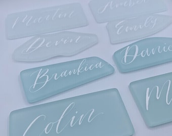 White Sea Glass Place Cards for Wedding Favors - Recycled Glass for an Environmentally Friendly Event, Green Wedding - Natural Shape