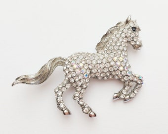 Lindo broche de caballo - broche de caballo de pedrería grande en excelentes condiciones