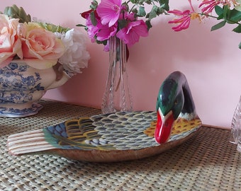 Vintage Handmade & Painted Duck Bowl - Vintage 1940’s or earlier - Stunning