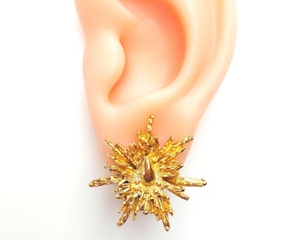 Vintage goldfarbene Starburst Ohrclips - 1960s Glam