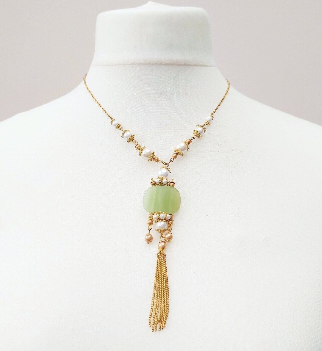 ブランド一覧 | ワールド オンラインストア Long Tassel Tone Gold and Pearls Faux With Necklace Vintage その他