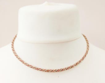 1980er Jahre Pink und Gold Halskette - Gold und Pink gedrehte Kette - In sehr gutem Zustand