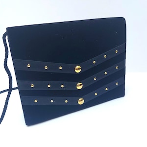 Black Velvet Vintage Bag - Velvet Evening Bag with gold tone accents in excellent condition