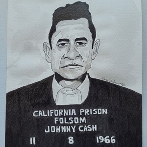 ORIGINAL Johnny Cash painting approximately 9x12 inches in size