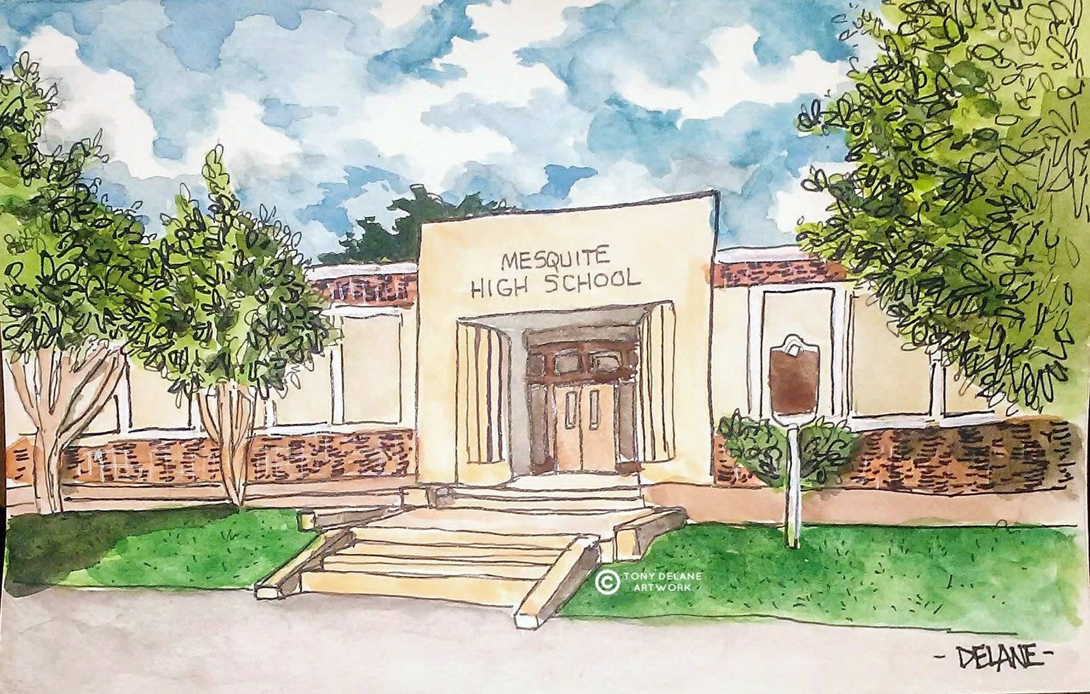 Mesquite High School l Building in Mesquite Texas Etsy