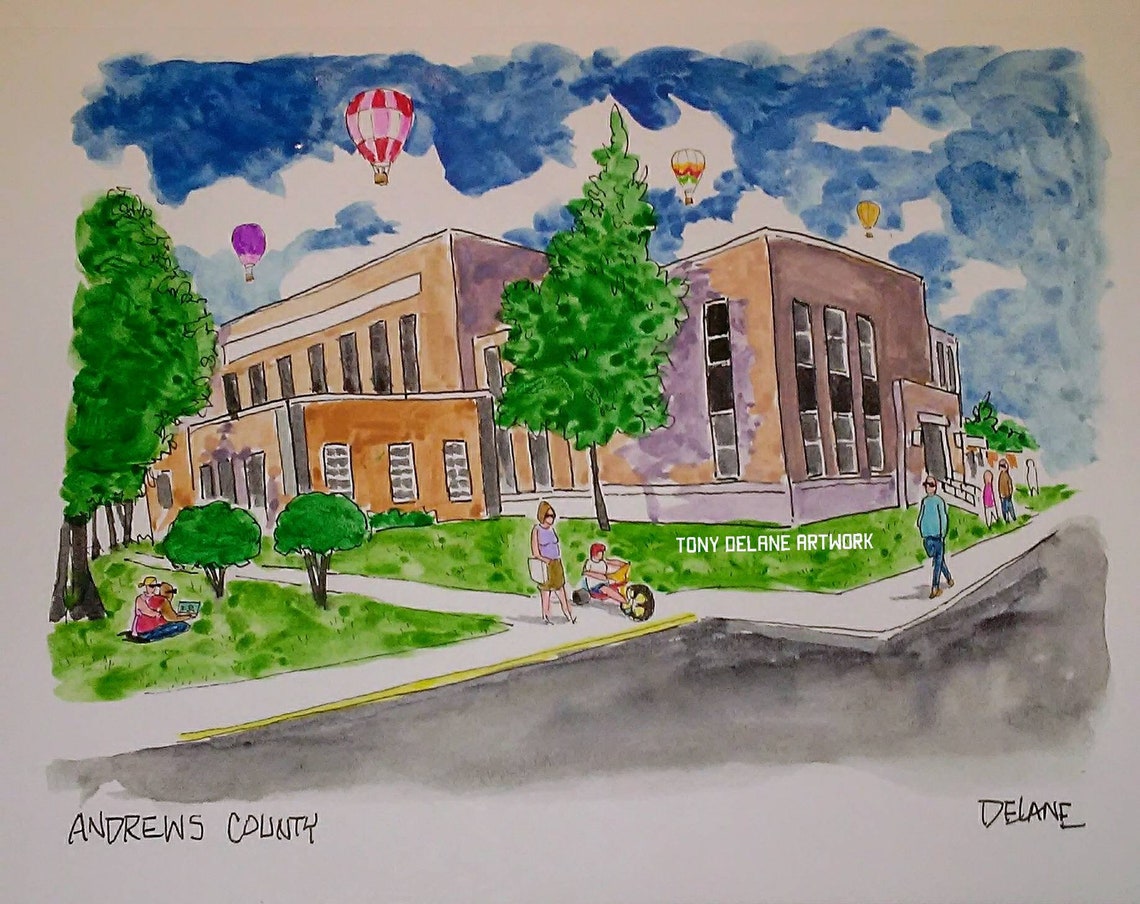 Andrews County Courthouse Watercolor Print Etsy