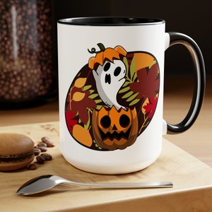 Ghost Mug - Pumpkin Mug - Halloween Mug - Spooky Mug - Cute Mug - Gift for Coffee Lover - Gift for Halloween lover - Coffee Mugs, 15oz