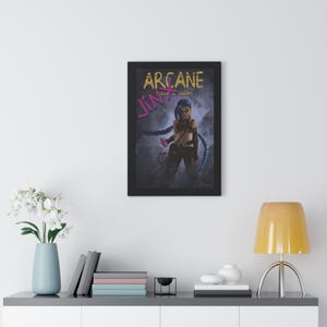 Framed Poster, Fan Art poster, Jinx drawing, Arcane poster, video game poster, league of legends fan art,