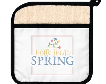 Hello Spring Pot Holder with Pocket