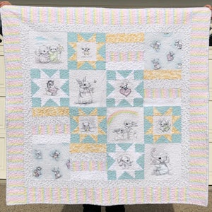 Quilted, Hand Crafted Baby&#39;s Quilt-Keepsake-Newborn-Home Furnishing-Crib Bedding-One of a Kind