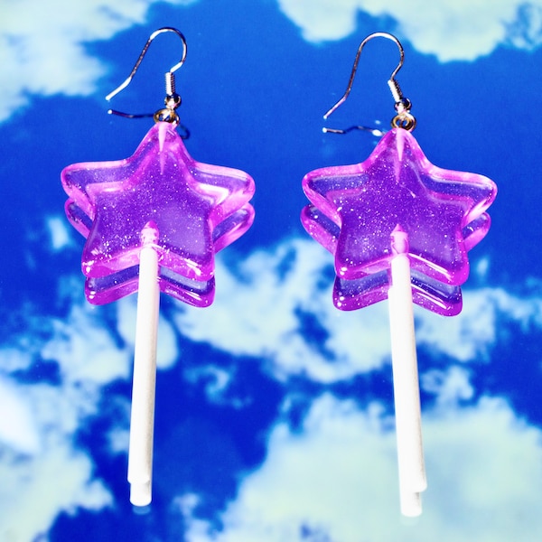 Purple Star Lollipop Earrings