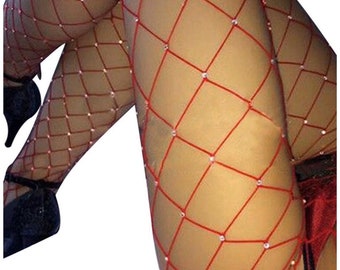 Rhinestone RED  Fishnets